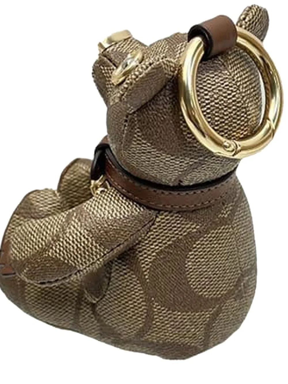 Coach Bear Bag Charm In Signature Canvas in Khaki/ Saddle CI012 NWOT